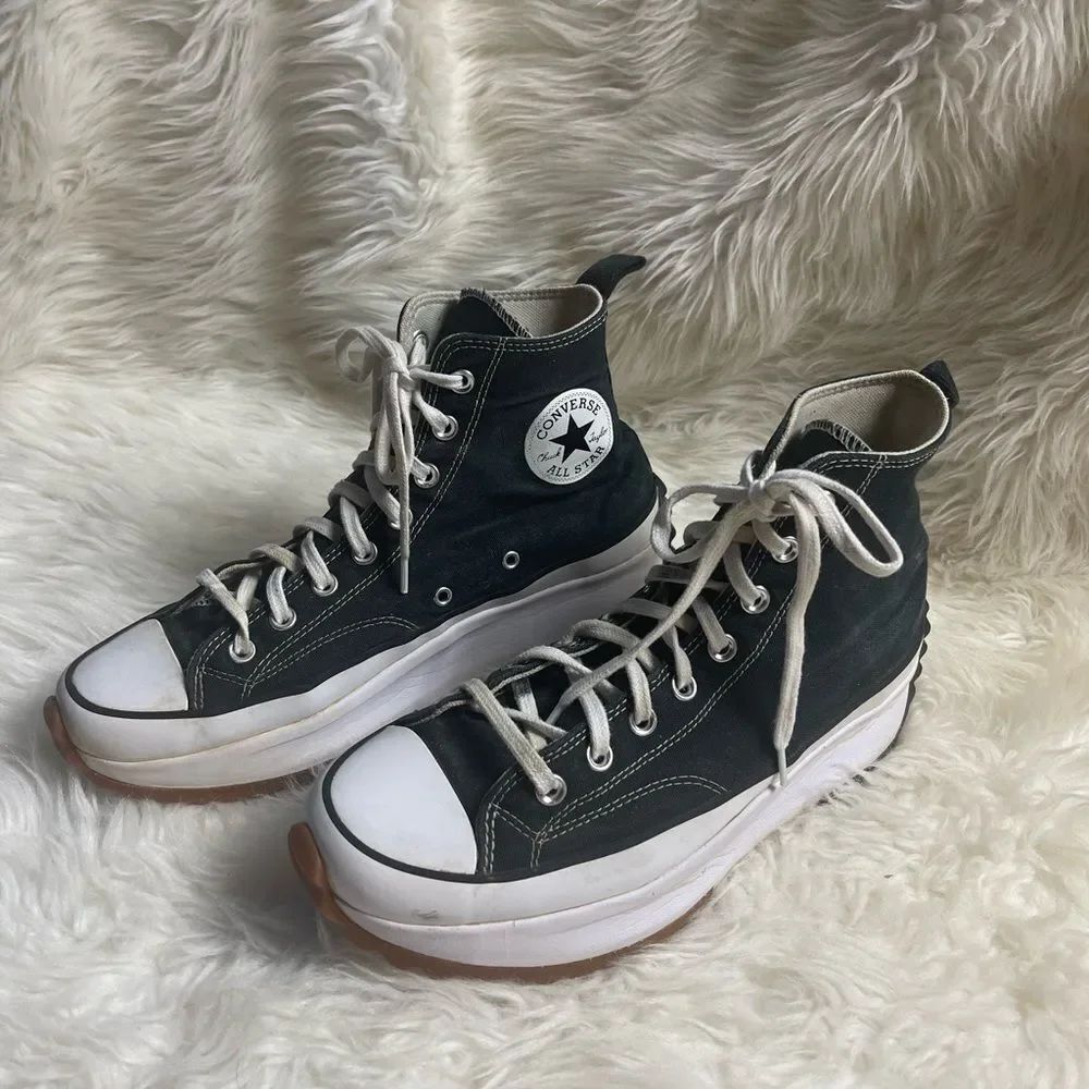 Converse Run Star Black canvas High Top Platform Sneakers unisex W SZ11.5 M SZ10